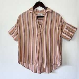 Madewell Courier Button Back Shirt Women XS Rainbow Stripe Oversized Cotton